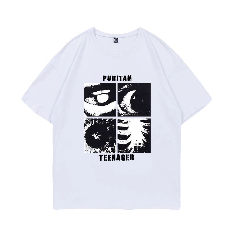 Футболка хлопковая короткий рукав unisex, оверсайз с круглым воротом, чёрная и белая
