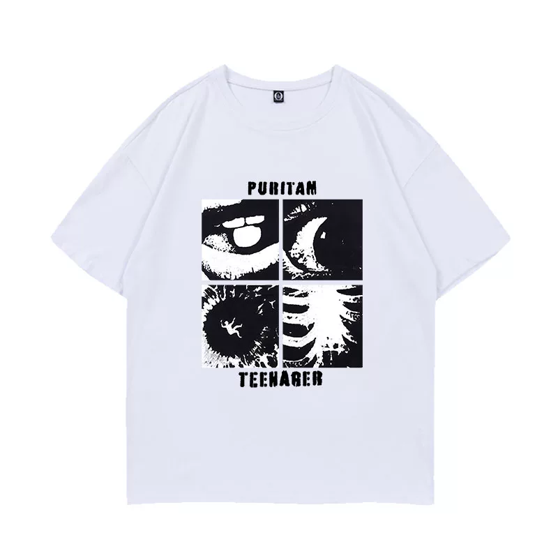 Футболка хлопковая короткий рукав unisex, оверсайз с круглым воротом, чёрная и белая