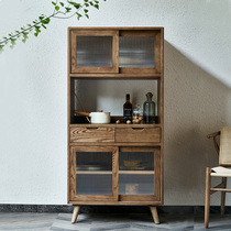 Nordic solid wood sideboard living room against the wall household cupboard with door small white ash wood tea cabinet
