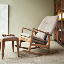 Nordic solid wood rocking chair recliner balcony leisure chair living room sofa chair lazy old man rocking chair ash wood rocking chair