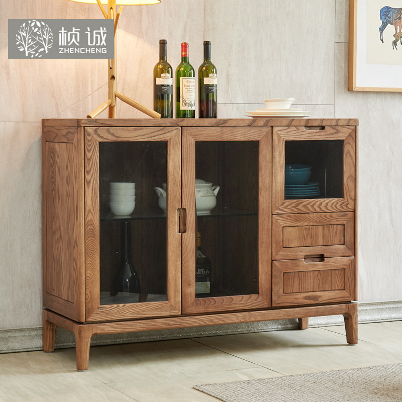 Nordic Solid Wood Dining Side Cabinet Bowls Cabinet Discharge Bowls Simple Cupboard Storage Wine Cabinet With Door Set Items Home Restaurant Tea Water Cabinet-Taobao