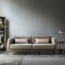 Nordic Wood fabric sofa combination living room small apartment new Chinese style simple ash wood three people technology cloth sofa