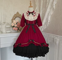 Оригинальное летнее японское платье с коротким рукавом, стиль Лолита, короткий рукав, высокая талия