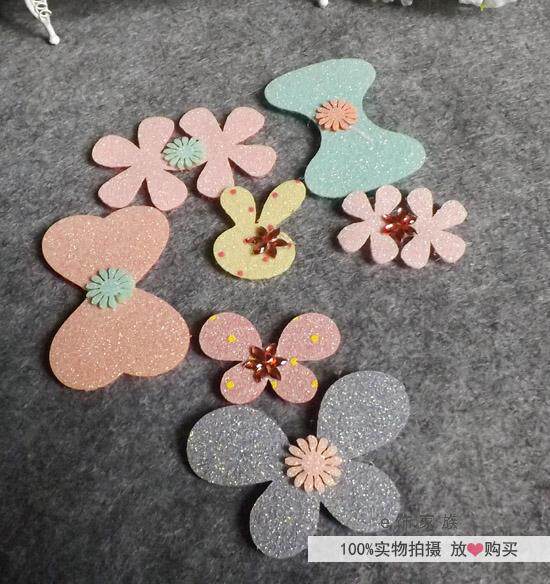 Korean children's magic stickers Broken hair stickers Bow glitter Magic stickers Banghai stickers(4 rabbit heads)