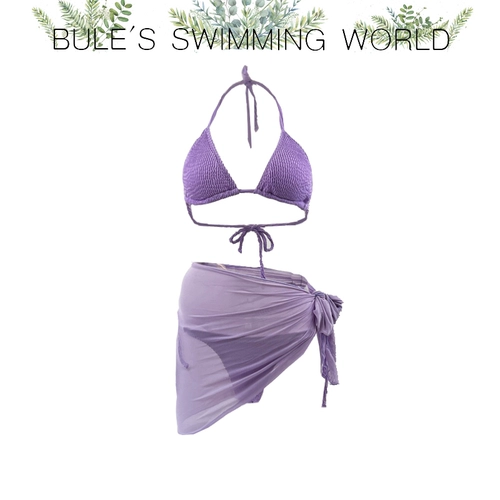 Ретро сиреневая юбка, купальник, поддерживающий комплект, 3 предмета