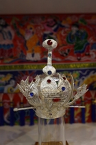 Boutique Statue Hat Lotus Canopy Sky division Canopy Taoist Deities Hat New water drill Statue cap Size Optional silver