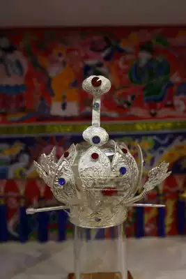 Boutique Idol hat, Lotus crown, Master Crown, Taoist God hat, new rhinestone Idol hat size optional Silver