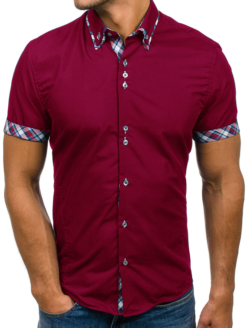 Venta al por mayor Camisa para hombre Marca Moda Casual Camisa de vestir de manga corta delgada Algodón Tallas Color sólido Ropa superior Blanco Negro