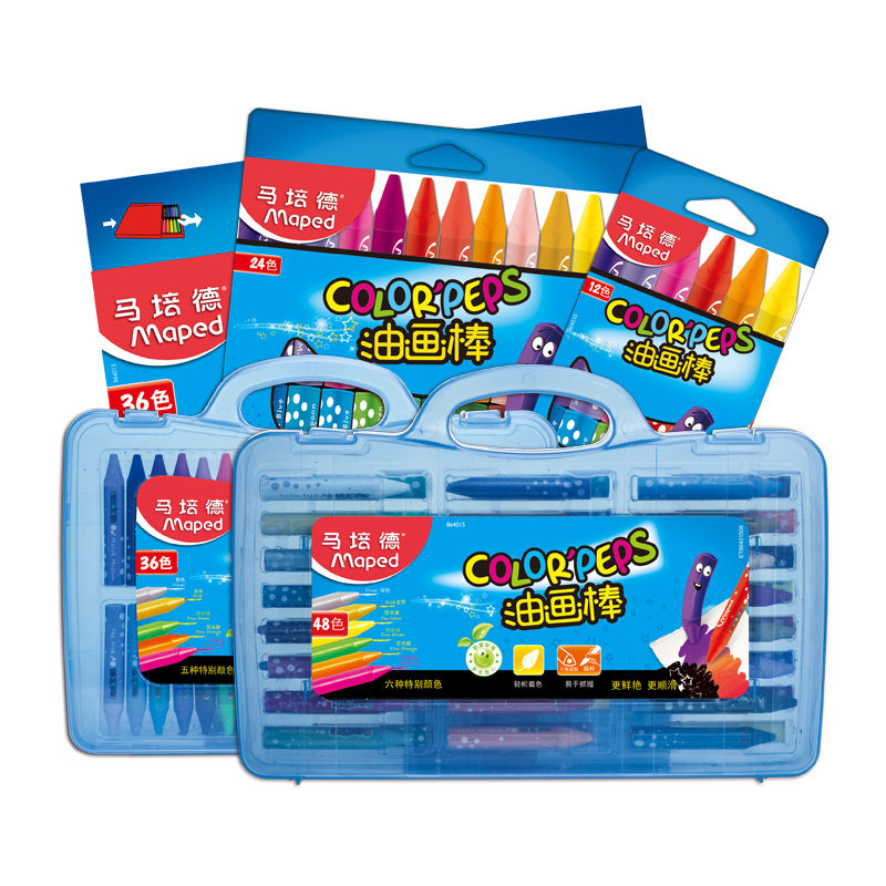 French Maped Maped Children Primary school students 24 color crayon paint stick drawing color filling painting stick