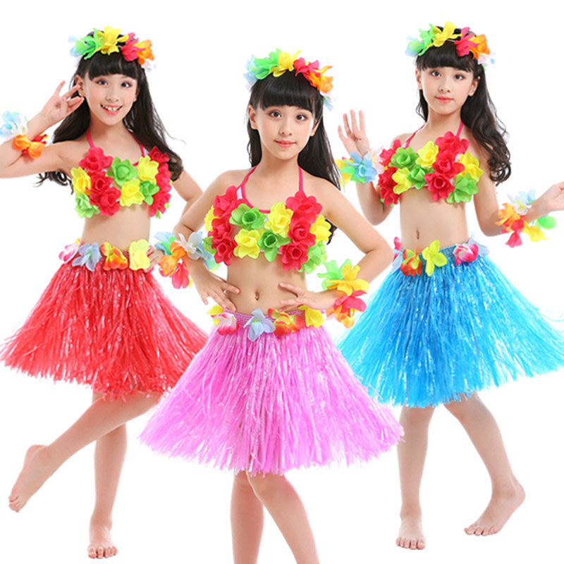 Children's Seagrass Dance Clothing Hawaii Herb Dress Kindergarten for Men and Women Kindergarten Performance Environmental Prop Dress