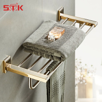 Bathroom rack-free toilet Nordic all-copper wall-mounted hardware pendant double-pole towel rack bath towel rack