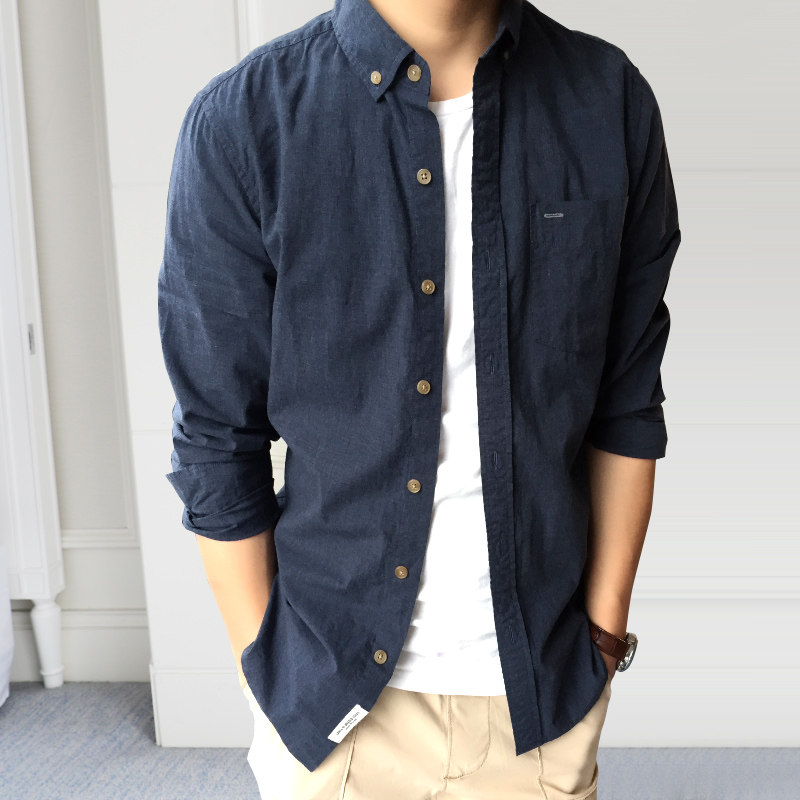 Men's Long Sleeve Shirt Summer New Gray Fixed Business Free Shirt Pure Cotton Fashion Fashion