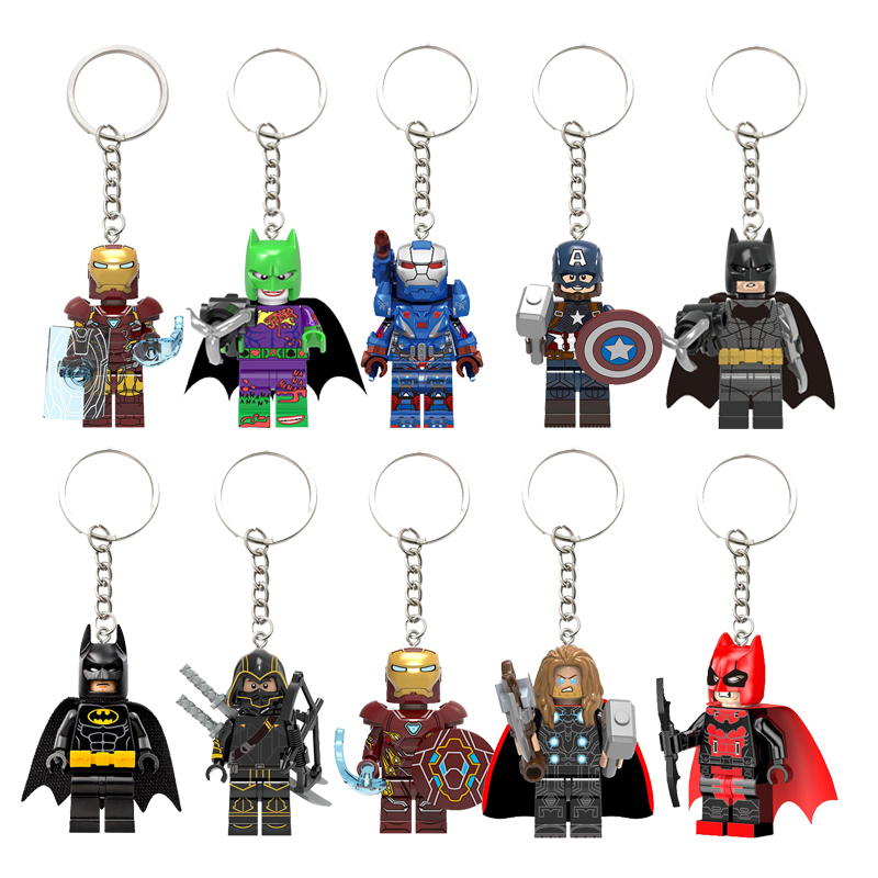 Superhero Building Block Keychain Pendant Assembly Toy Unisex Trendy Backpack Chain Super Pendant