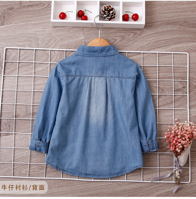 Áo sơ mi denim bé gái xuân 2019 quần áo trẻ em mới cho bé sơ sinh dài tay áo dài hàn quốc mùa xuân và mẫu áo cotton - Áo sơ mi áo sơ mi trẻ em giá tốt