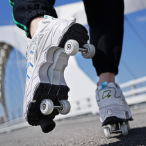 Pulley heelys shoes for men and women four-wheel retractable deformation shoes childrens explosive roller skates teenagers hot roller shoes