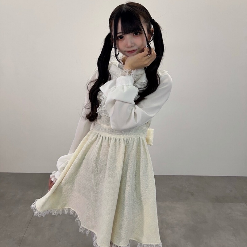 I2-1 Japanese Original New Product Majore* Women's Sweet and Cute Long-Sleeved Long Patchwork Dress