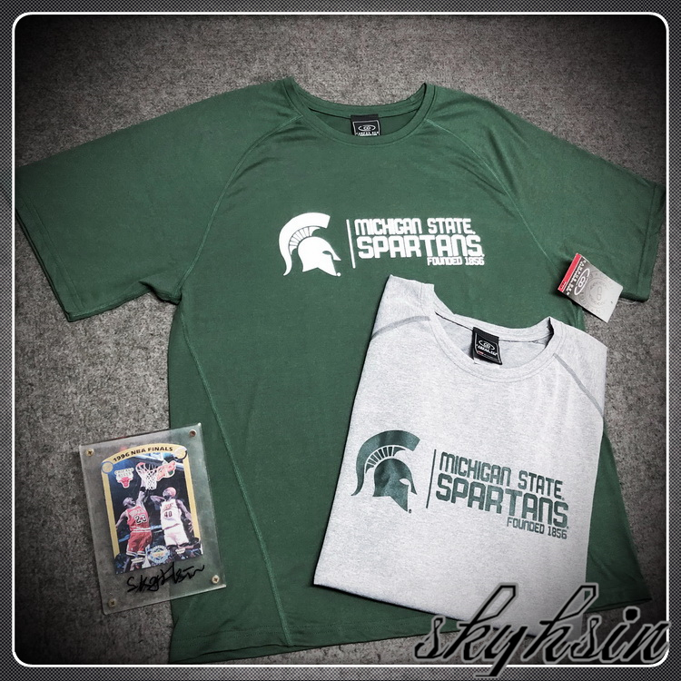 American Version of the Ncaa Michigan State Training T-Shirt, Spartans Team Quick-Drying Warm-Up Short-Sleeve