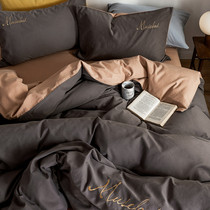 Simple light luxury wind Nordic autumn and winter quilt cover cotton cotton polished winter sheets four-piece bedding