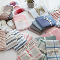 Japanese simple cotton washed cotton single-product pillowcase cotton striped plaid single-piece pillowcase bedding bedding a pair