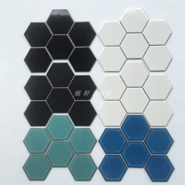 Nordic ceramic mosaic tile hexagonal white black kitchen balcony toilet bathroom tiles