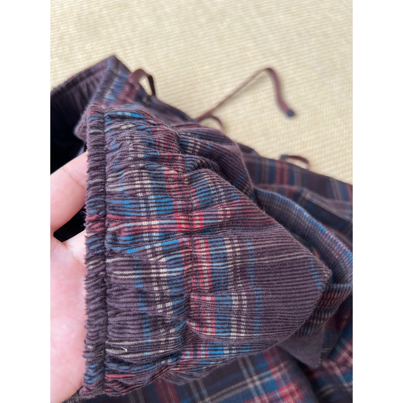 Trendy Casual Plaid Drawstring Pants ~ Retro Plaid Corduroy Elastic Drawstring Loose Artistic Casual Trousers