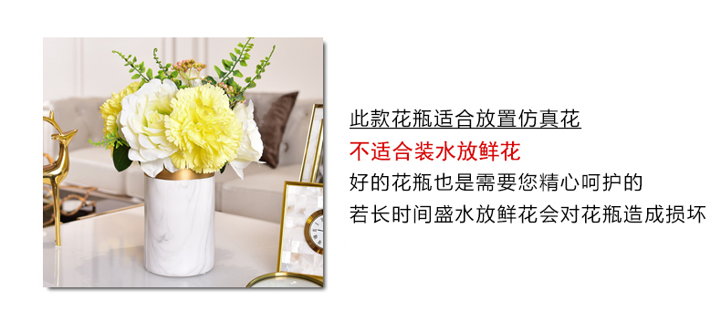 Jane 's light key-2 luxury furnishing articles modern Scandinavian living room table decoration marble ceramic vase simulation flower arranging flowers