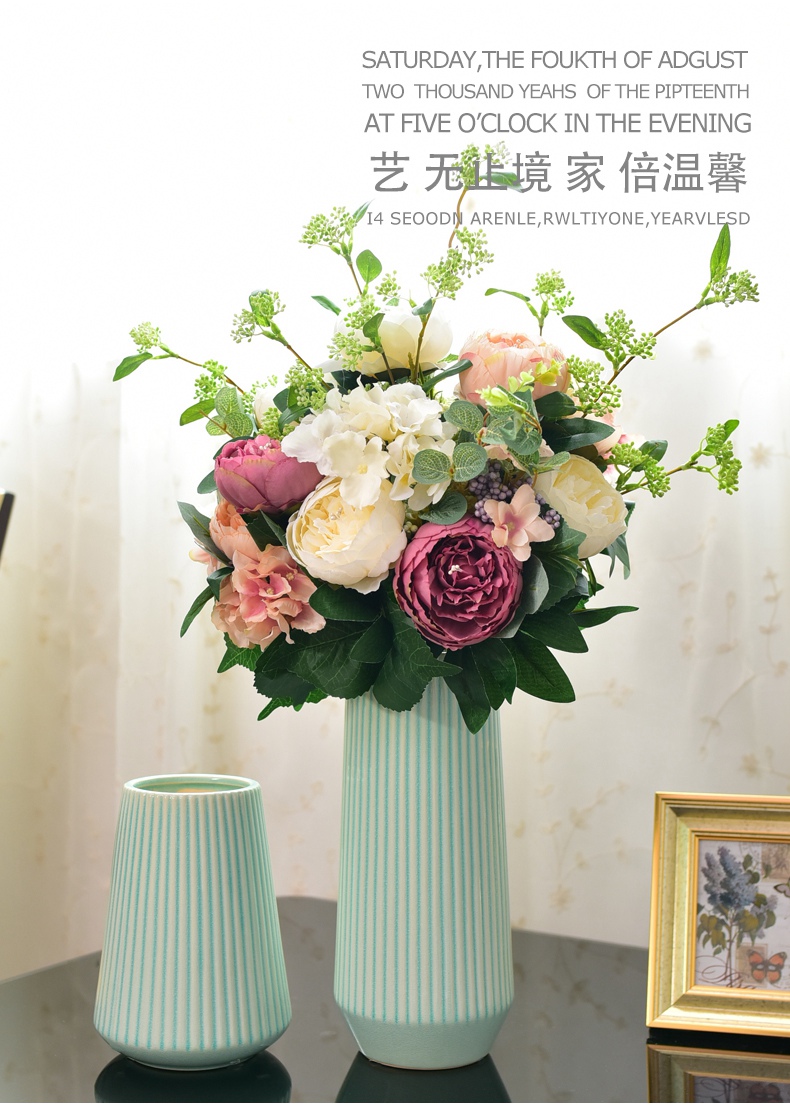 Contracted and I ceramic vase clothing store decoration place small pure and fresh household table simulation dry flower art flower arranging