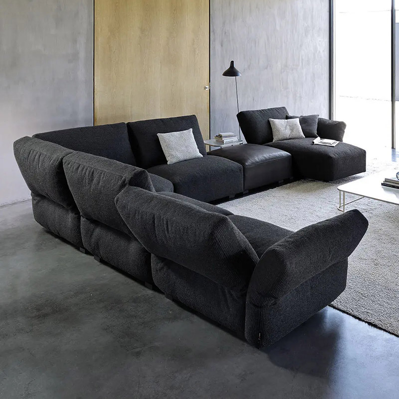 Italian fabric sofa original modern minimalist skin-feeling scrub straight row four-seat Nordic technology fabric sofa