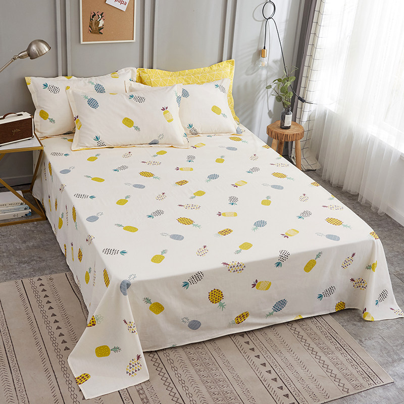 Bed sheet Single piece Summer thin piece of pure cotton 1 8 m Nordic Wind Double Jane about 1 5 m student Dormitory Single 1 2m