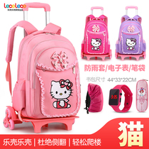 Primary school student trolley school bag female removable childrens trolley box school bag waterproof climbing hand pull 1-3-5-Grade 6 4