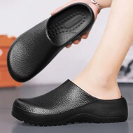 Giày đầu bếp nam mùa hè thoáng khí chống thấm nước, chống trơn trượt và giày nhà bếp chống dầu, giày công sở nam màu đen dép bếp dép bếp chống trượt
