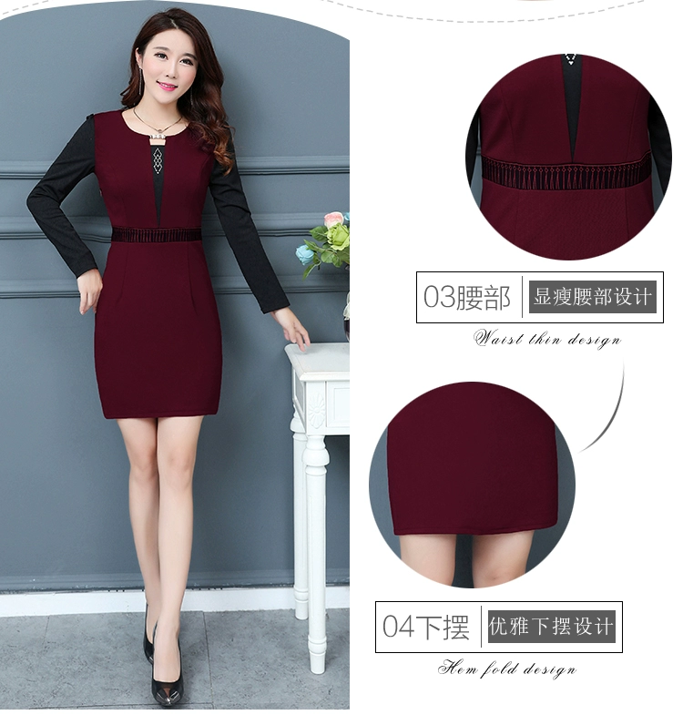 Thu đông mới dài tay đầm size lớn 30-48 trung niên dài tay dài váy đầm dáng mẹ bầu chân váy chữ a