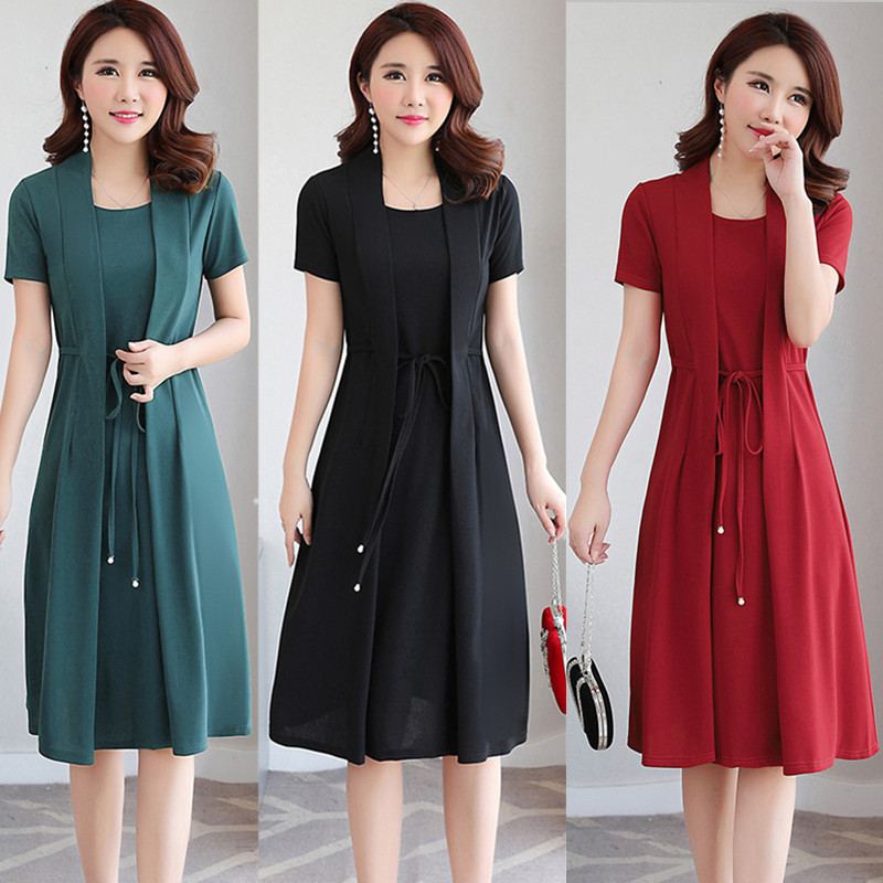 Mùa đông cộng với nhung 30-40-50 phụ nữ trung niên tự trồng cỡ lớn mùa thu Váy giả hai mảnh của mẹ áo khoác cho phụ nữ 60 tuổi