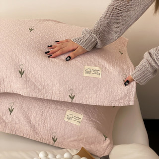 韩式纱布枕巾纯棉一对装家用成人吸汗透气全棉枕头巾四防头油加大