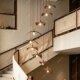 Japanese Zen-Style Leaf-Shaped Staircase Chandelier for Duplex Villa, Lofted Floor, Rotating Tea House, Homestay, Solid Wood Lamp