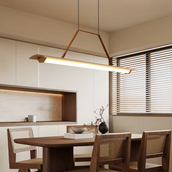 American Cerno Penna Vintage Solid Wood Restaurant Chandelier, Linear Island Bar Counter Desk Study Lamp