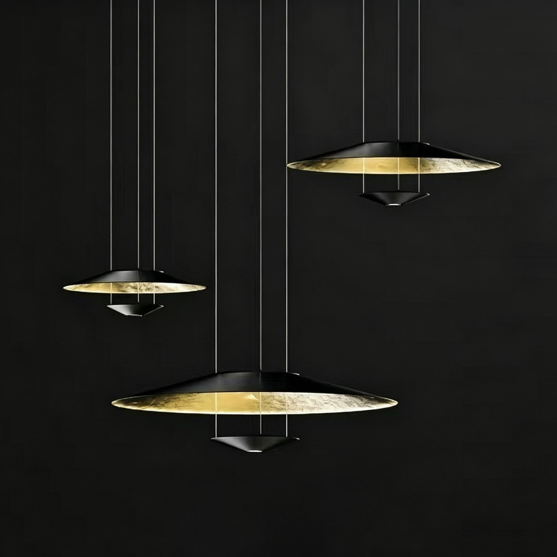Gold Foil Restaurant Chandelier Italian Designer Villa High-Ceiling Bar Counter Cafe Shop Stylish and Unique Round Dining Table