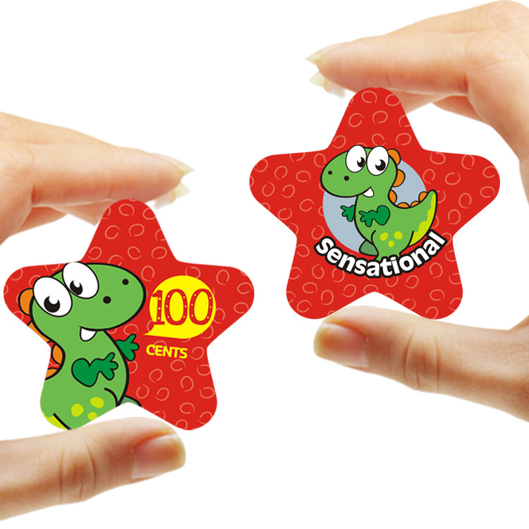 School rewards cartoon dinosaur points card creatively customize pentagonal star kindergarten children praise card