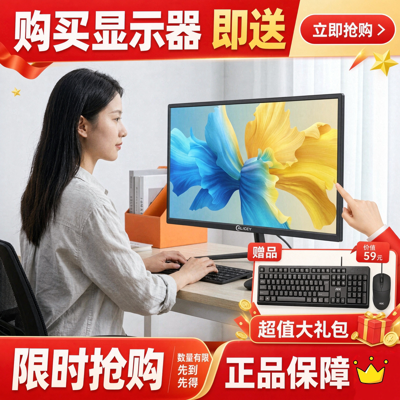 [Sf Express] [Promotion Includes Keyboard and Mouse Set] Alicey Brand Desktop Computer Monitor 24inch Hd 3C