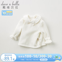 (Velvet)davebella davebella winter new products Girls warm base shirt Female baby long-sleeved T-shirt