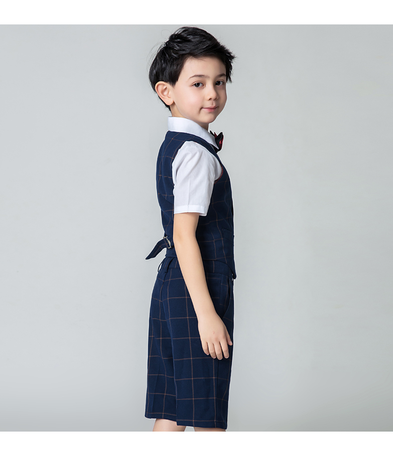Hoa cô gái ăn mặc cậu bé ngắn tay vest phù hợp với trang phục sàn catwalk hiệu suất đàn piano quần áo đám cưới trẻ em lớn trẻ em mùa hè váy trẻ em đẹp