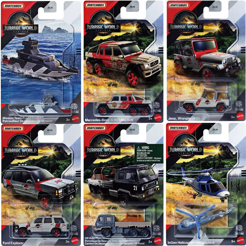 Matchbox Jgl59 Jurassic World Movie Replica Mercedes-Benz 6X6 Ford Toy Car Model