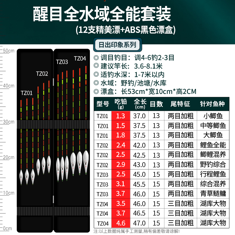 福翼鱼漂套装高灵敏鲫鱼漂加粗醒目全套野钓综合渔漂轻口浮漂漂盒