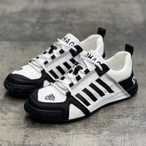 Summer mens shoes new web face breathable wrap heel sports casual shoes Korean version 100 hitch a little white shoes mens old daddy shoe tide