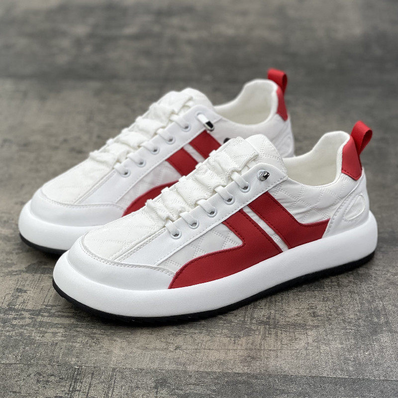 A foot pedal sloth with little white shoes men's spring and summer new breathable heightening casual shoes Men's tennis red 100 hitch color palette shoes