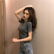 Gray base shirt short sleeve T-shirt female 2021 new summer design sense Korean style chic topped