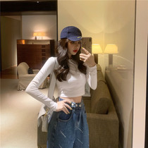 White base shirt 2021 spring new Korean style chic high waist short section exposed umbilical sweet spicy top t-shirt women