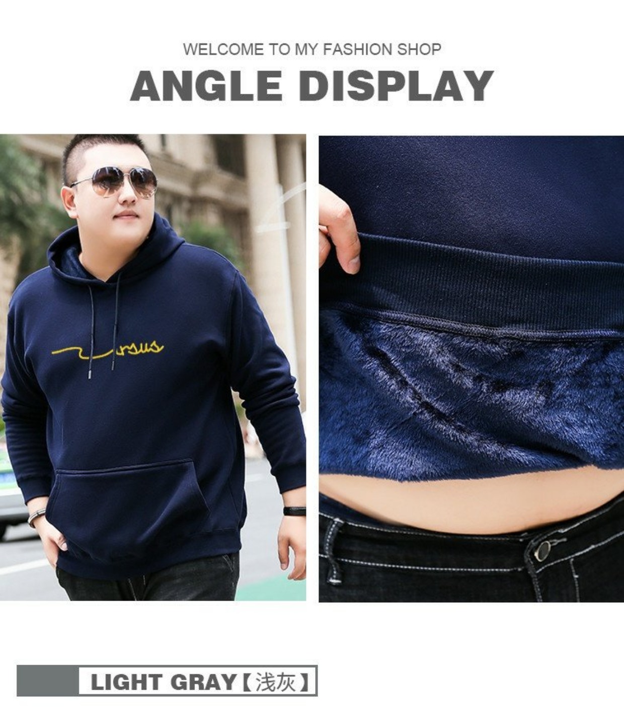 Mùa thu và mùa đông đàn ông kích thước lớn cộng với áo hoodie nhung dày đặt lỏng lẻo cộng với phân bón để tăng chất béo áo béo áo khoác thủy triều thời trang trẻ