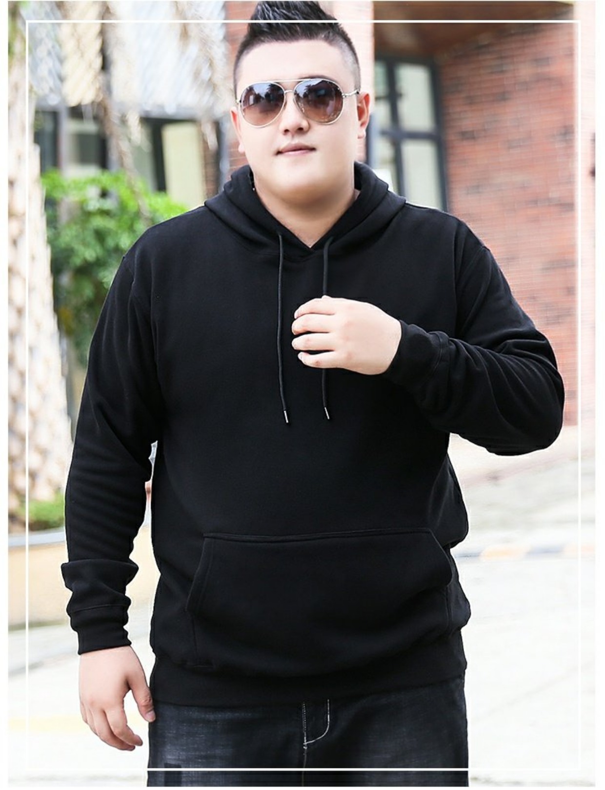 Áo len nhung nam dày cộng với phân bón XL cotton trùm đầu hoodie hoodie chất béo ấm mùa thu và áo khoác mùa đông áo hoodie rộng