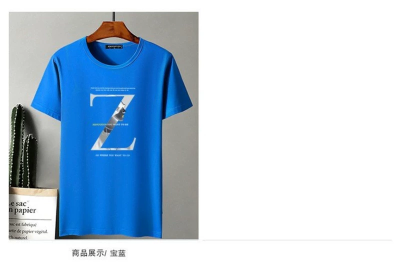 Cộng với áo thun nam XL chất béo ngắn tay thun cotton co giãn nửa tay mỏng phần mỡ mập béo mùa hè giản dị từ bi